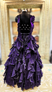Purple Imported Shimmer Fabric Lehenga Choli With Sequins, Bead, Swarovski Work.