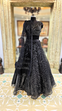 Load image into Gallery viewer, Black Net Lehenga Choli With Leather Work
