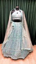 Load image into Gallery viewer, Sky Blue Net Lehenga With Multi Sequins
