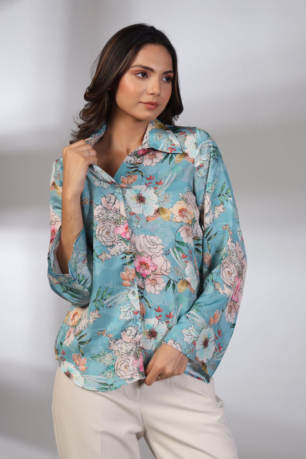 Buy Blue Floral Printed Top | Kanchan Fashion