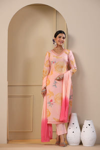 Buy Pink Floral Pure Muslin Suit | Kanchan Fashion