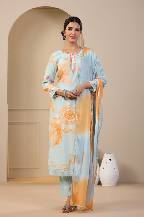 Buy Pure Muslin Floral Suit with Dupatta | Kanchan Fashion