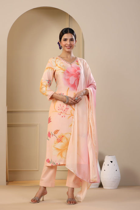 Buy Elegant Pure Muslin Floral Suit with Dupatta | Kanchan Fashion