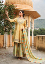 Load image into Gallery viewer, Printed Sharara With Peplum Top And Dupatta
