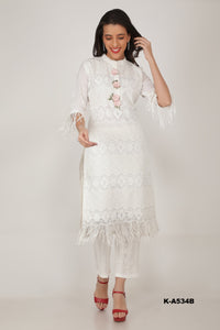 Floral Cotton Suit with Thread Embroidery and Dupatta