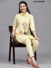 Load image into Gallery viewer, Yellow Pure Cotton Floral Co Ord Set
