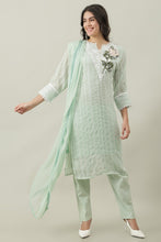 Load image into Gallery viewer, Sea Green Floral Cotton Suit
