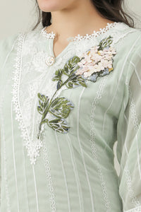 Sea Green Floral Cotton Suit