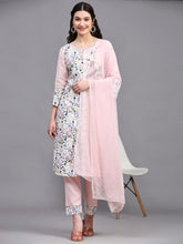 Load image into Gallery viewer, Printed Cotton Suit with Lace and Chiffon Dupatta
