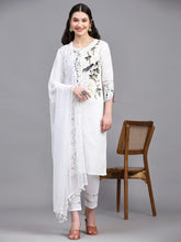 Load image into Gallery viewer, Elegant Printed Cotton Suit with Lace and Chiffon Dupatta
