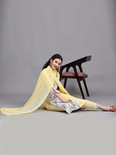 Load image into Gallery viewer, Stylish Printed Cotton Suit with Lace and Chiffon Dupatta
