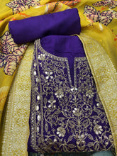 Load image into Gallery viewer, Silk Unstitched Suit with Gota Patti Handwork
