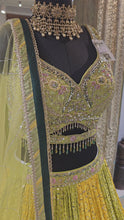 Load and play video in Gallery viewer, Lehenga Choli with Yellow and Green Kalis
