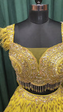 Load and play video in Gallery viewer, Lemon Green Georgette Lehenga With Sequence And Thread
