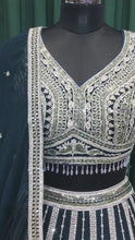 Load and play video in Gallery viewer, Blue Georgette Lehenga With Resham Work and Sequins
