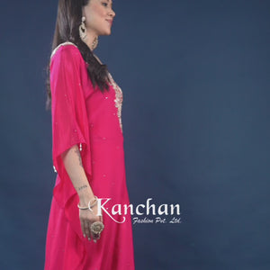 Rani Chinon Indo Western with Cutdana, Sequins and Pearl Embroidery