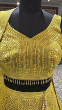 Load and play video in Gallery viewer, Yellow Georgette Lehenga With Sequence and Thread Work
