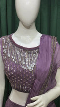 Load and play video in Gallery viewer, Mauve Chinon Indo Western With Sequins and Pearl work
