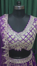Load and play video in Gallery viewer, Purple Georgette lehengas with Kasab Cary and Mirror work
