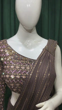Load and play video in Gallery viewer, Mouse Georgette Drape Saree With Sequins and Japanese Cut Dana
