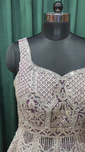 Load and play video in Gallery viewer, Mauve Net Lehenga With Dori And Mirror

