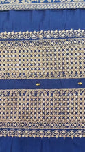 Load and play video in Gallery viewer, Blue Silk Unstitched Suit With Golden Embroidery
