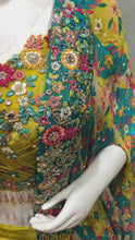 Load and play video in Gallery viewer, Lemon Green Chinon Lehenga With Mirror and Zarkan
