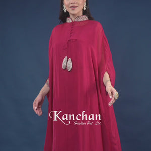 Red Organza Indo Western with Cutdana and Sequins Embroidery
