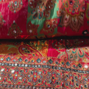 Multicolour Silk Unstitched Saree Embellished With Sequins, Mirror, Stone & Swarovski Work