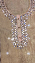 Load and play video in Gallery viewer, Golden Tissue Semi-Stitch Suit With Mirror Work
