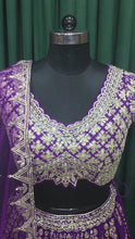 Load and play video in Gallery viewer, Purple Georgette Lehengas with Kasab Kari and Mirror Work size
