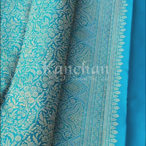 Green Banarasi Kanjivaram Unstitched Saree Embellished With Zari Work