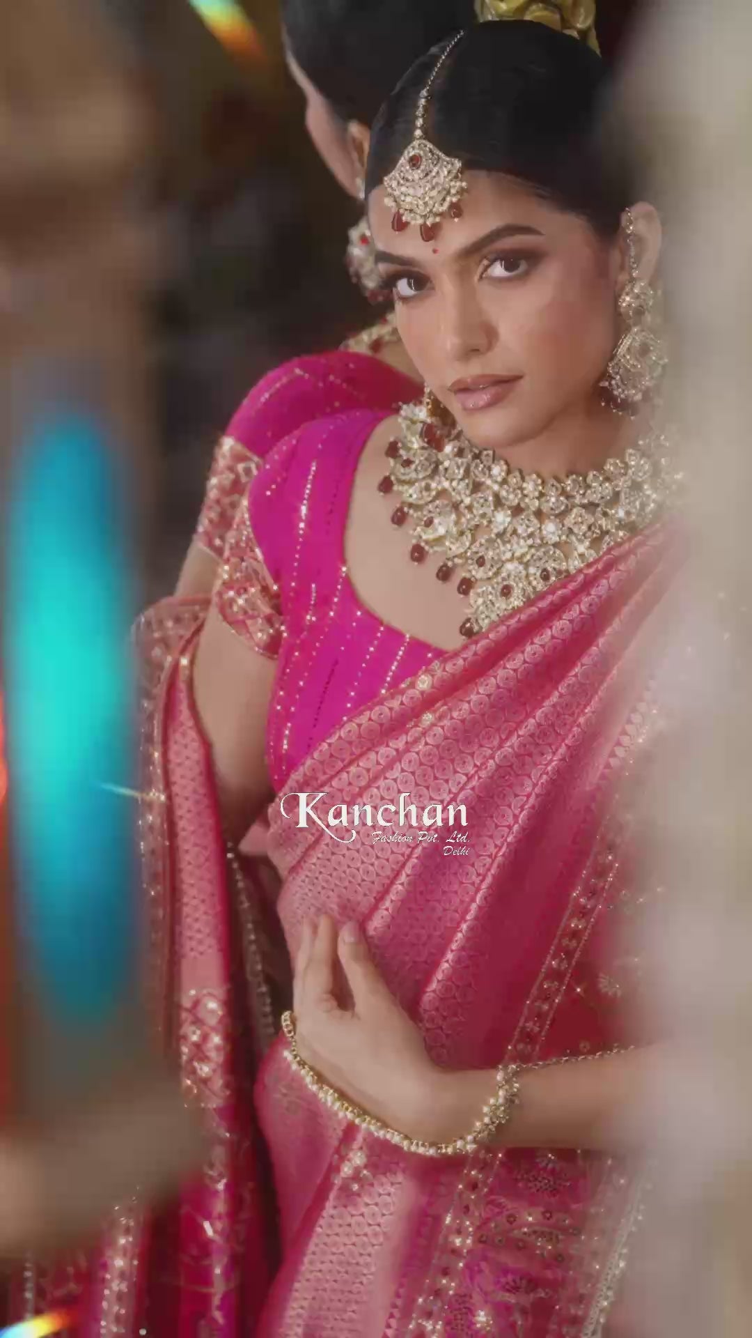 Rani Kanjivaram Silk Saree With Swarovski Work