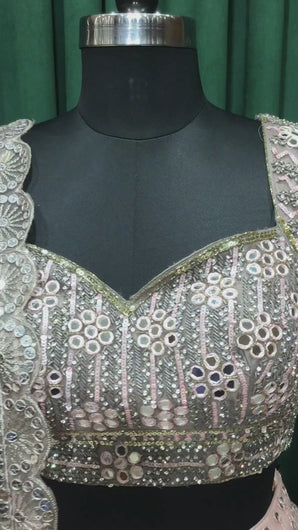 Baby Pink Net Lehengas With Japanese Cut Dana and Sequins Work