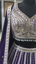 Load and play video in Gallery viewer, Purple Georgette Lehenga With Dori And Sequence
