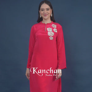 Rani Crepe Indo Western with Cutdana and Sequins Embroidery