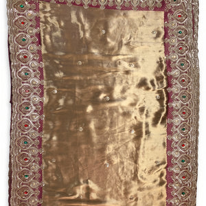 Beautiful Coffee Banarasi Saree Embellished With Sequins & Cut Dana Work