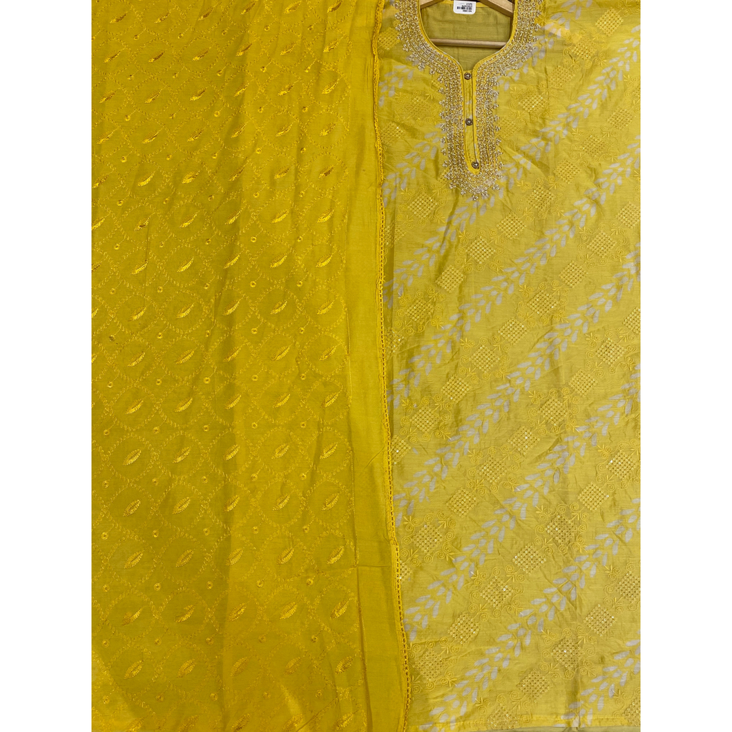 Summer Silk Suit with Beadwork and Chicken Kari Dupatta | Latest Semi-Stitched Suits| - Kanchan Fashion Pvt Ltd