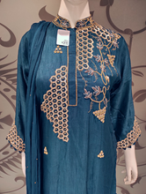 Load image into Gallery viewer, Peacock Blue Raw Silk Plazzo Suit With Dupatta | Latest | - Kanchan Fashion Pvt Ltd
