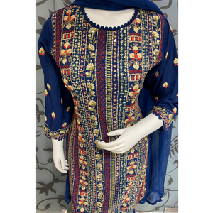 Multicolor Hand Embroidery on Silk with Sharara | Latest Sharara| - Kanchan Fashion Pvt Ltd