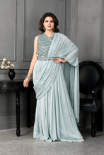 Load image into Gallery viewer, Chinon One Piece Drape Saree with Beads Work,Cutdana Work and Sippi Work
