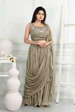 Load image into Gallery viewer, Chinon Drape Saree with Pearls Latkan
