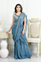 Load image into Gallery viewer, Chinon Drape Saree with Pearls Latkan
