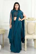 Load image into Gallery viewer, Chinon Drape Saree with Cutdana Work and Cape
