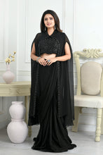 Load image into Gallery viewer, Chinon Drape Saree with Cutdana Work and Cape
