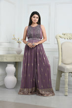 Load image into Gallery viewer, Georgette Jump Suit with Mirror Work,Cutdana Work,Gota Work and Belt
