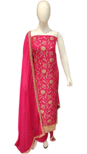 Load image into Gallery viewer, Rani Banarasi Silk Unstiitched Suit with Gota Pati,Beads and Cutdana Work
