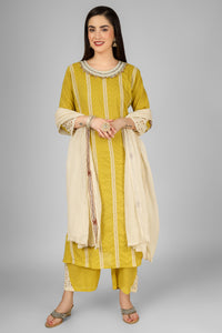 Cotton Plazzo Suit Set with Hand Embroidery