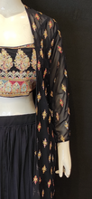 Load image into Gallery viewer, Georgette Crop Top Multi coloured Thread Embroidery with Jacket and Skirt
