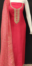 Load image into Gallery viewer, Neemzari Embroidery Silk Unstitched Suit with Banarasi Dupatta
